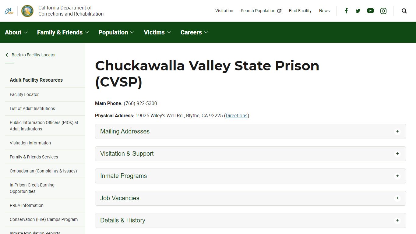 Chuckawalla Valley State Prison (CVSP) - CDCR